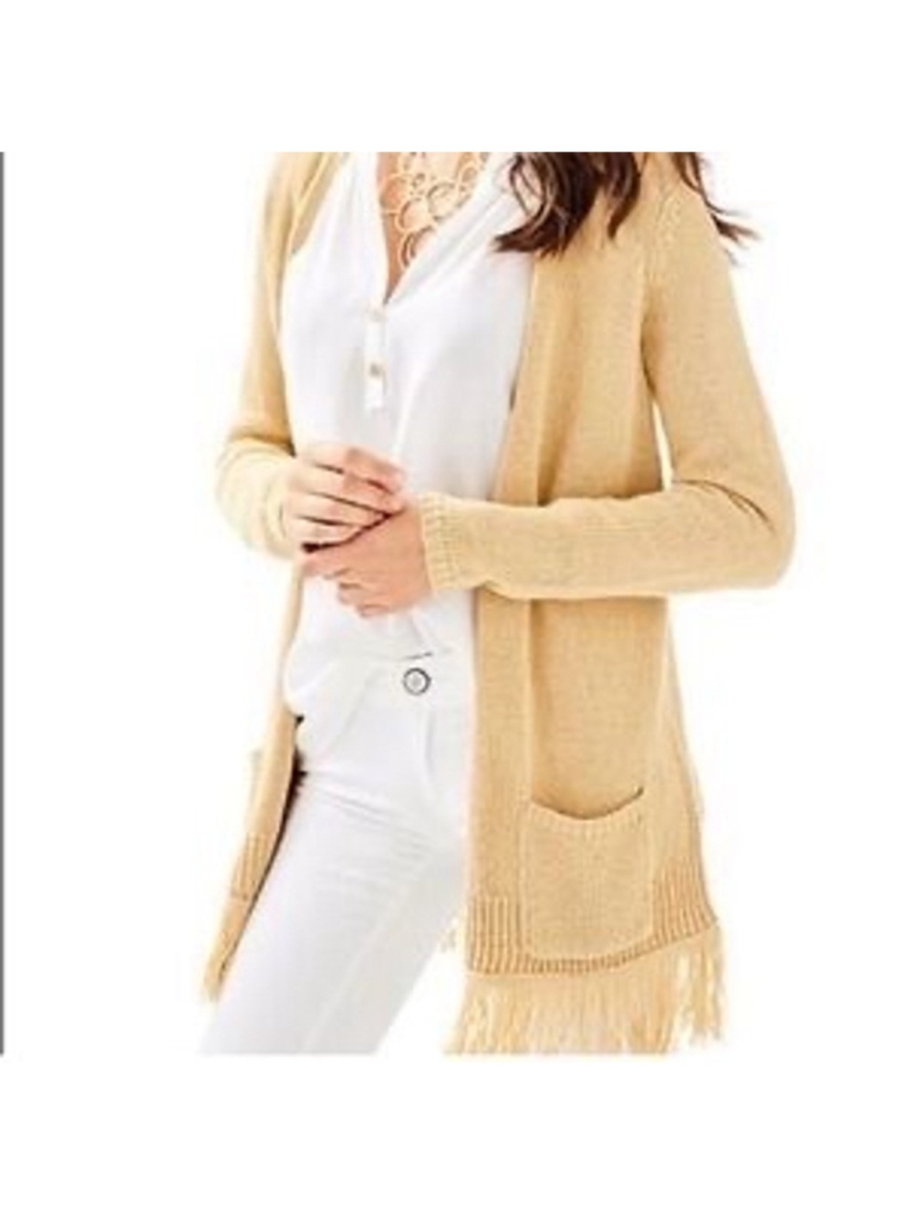 Lily Pulitzer Tatum Long Fringe Hem Cardigan Size S